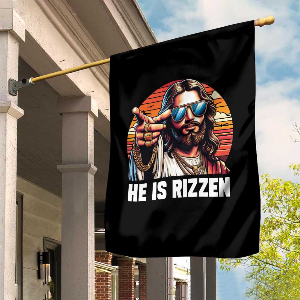 He is Rizzin Garden Flag Funny Jesus Vintage Faith - Wonder Print Shop