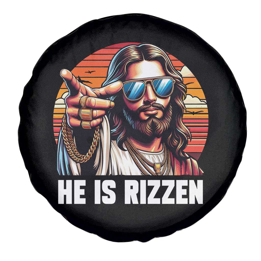He is Rizzin Spare Tire Cover Funny Jesus Vintage Faith - Wonder Print Shop
