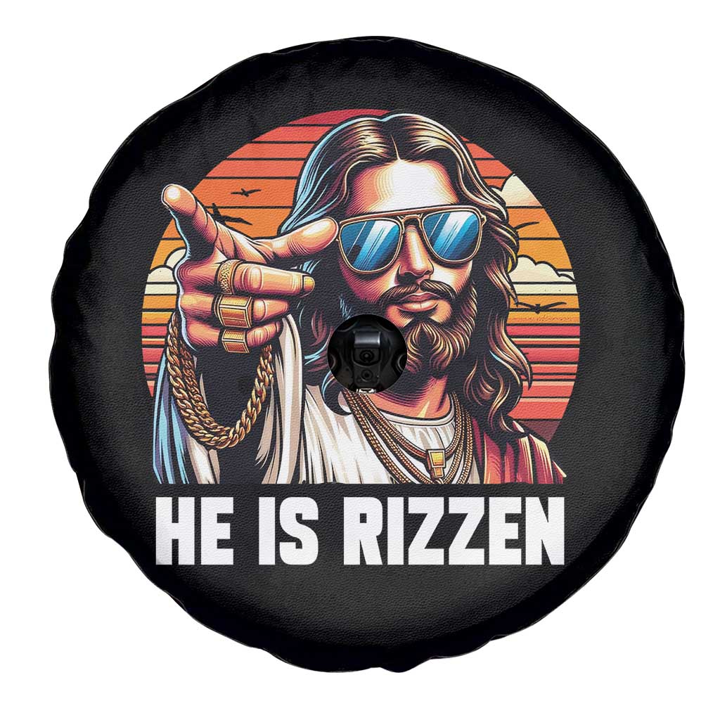 He is Rizzin Spare Tire Cover Funny Jesus Vintage Faith - Wonder Print Shop