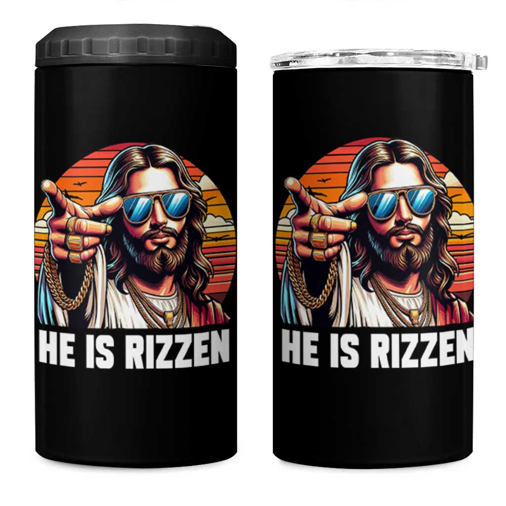 He is Rizzin 4 in 1 Can Cooler Tumbler Funny Jesus Vintage Faith - Wonder Print Shop