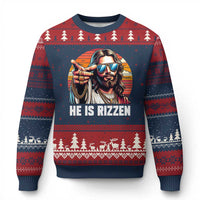He is Rizzin Ugly Christmas Sweater Funny Jesus Vintage Faith - Wonder Print Shop