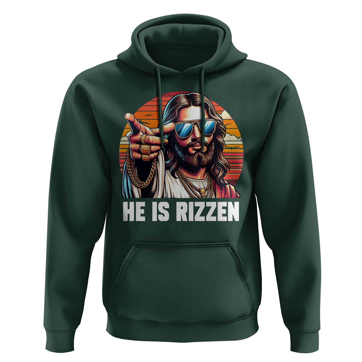 He is Rizzin Hoodie Funny Jesus Vintage Faith - Wonder Print Shop