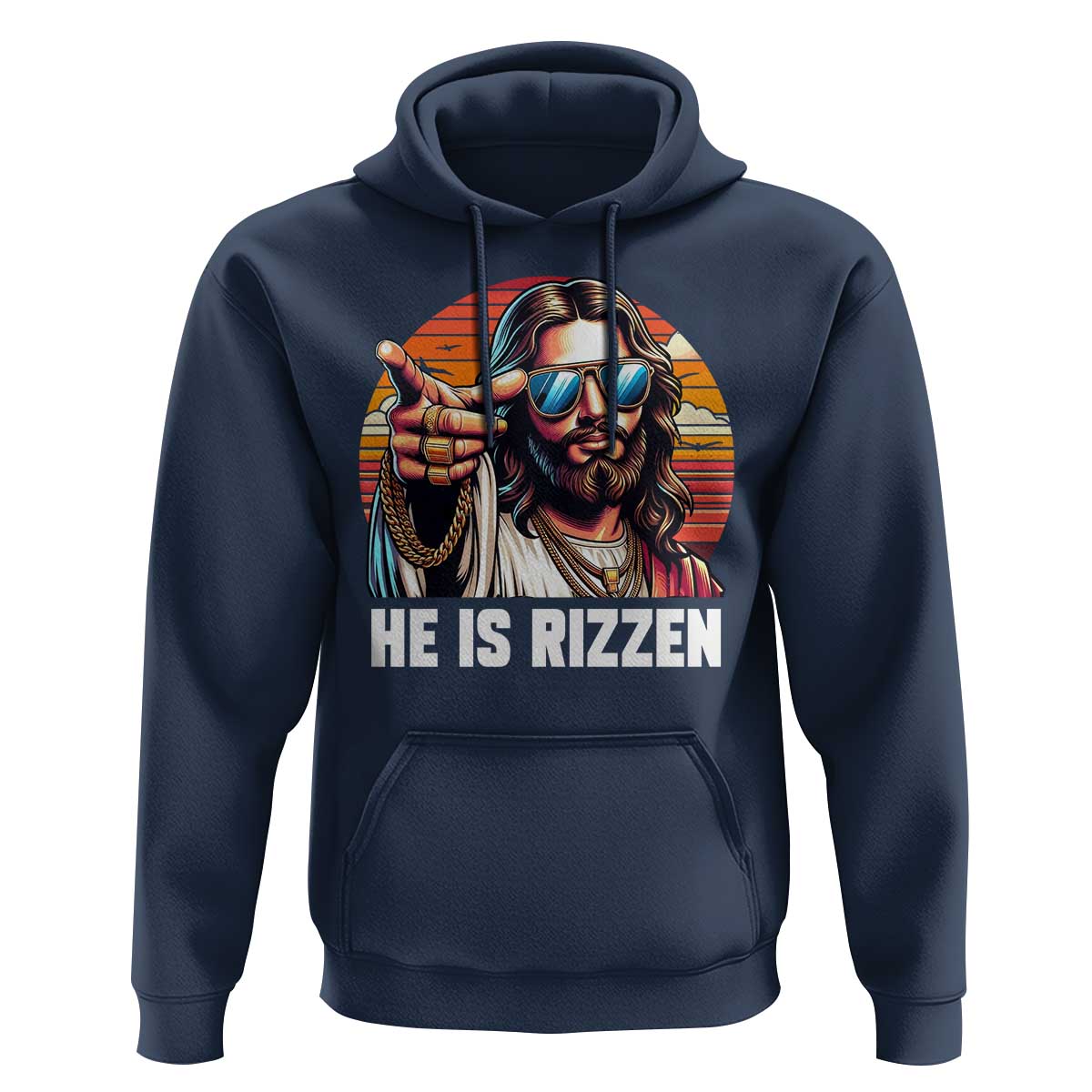 He is Rizzin Hoodie Funny Jesus Vintage Faith - Wonder Print Shop