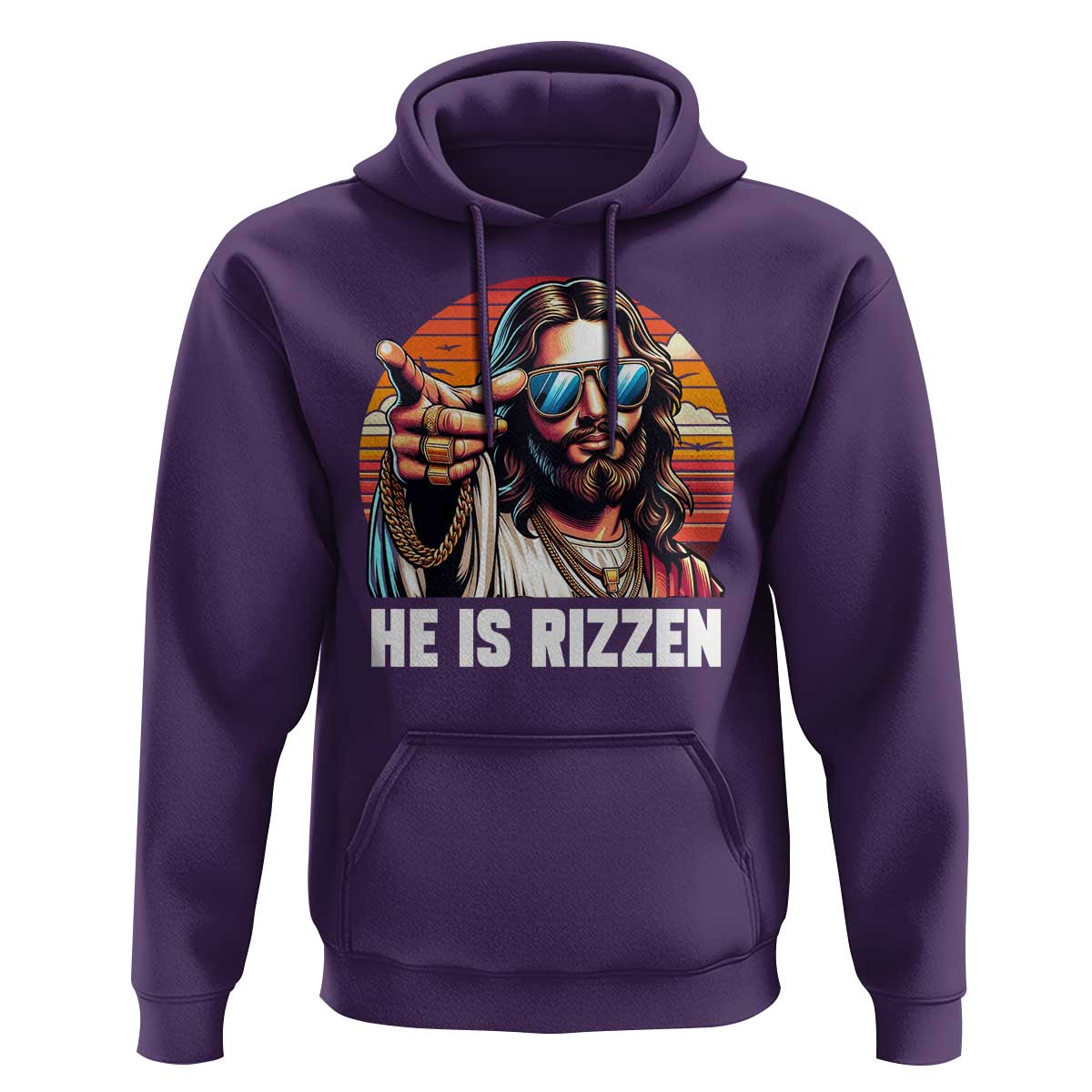 He is Rizzin Hoodie Funny Jesus Vintage Faith - Wonder Print Shop