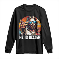 He is Rizzin Long Sleeve Shirt Funny Jesus Vintage Faith - Wonder Print Shop