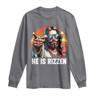 He is Rizzin Long Sleeve Shirt Funny Jesus Vintage Faith - Wonder Print Shop