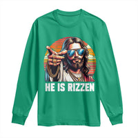 He is Rizzin Long Sleeve Shirt Funny Jesus Vintage Faith - Wonder Print Shop