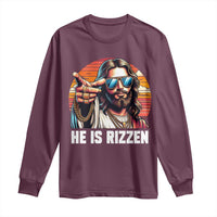 He is Rizzin Long Sleeve Shirt Funny Jesus Vintage Faith - Wonder Print Shop