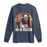 He is Rizzin Long Sleeve Shirt Funny Jesus Vintage Faith - Wonder Print Shop
