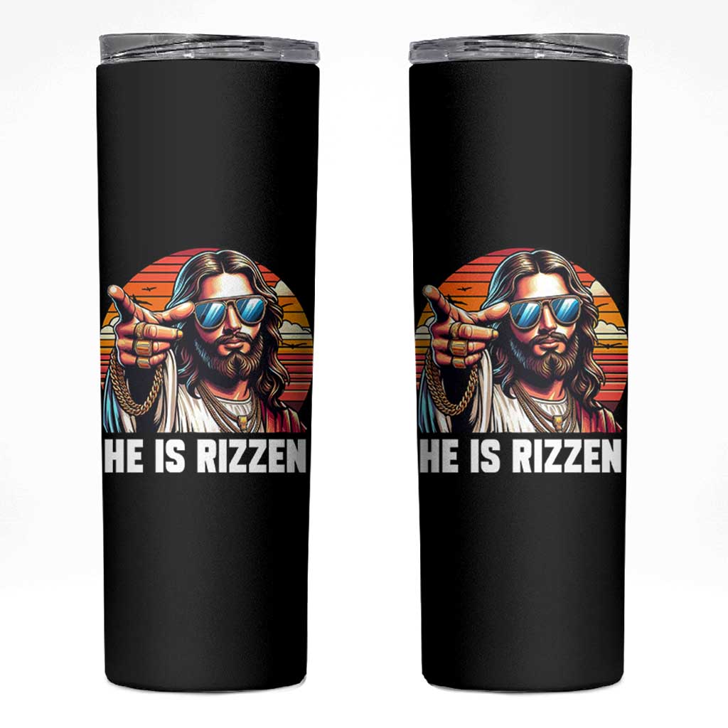 He is Rizzin Skinny Tumbler Funny Jesus Vintage Faith - Wonder Print Shop