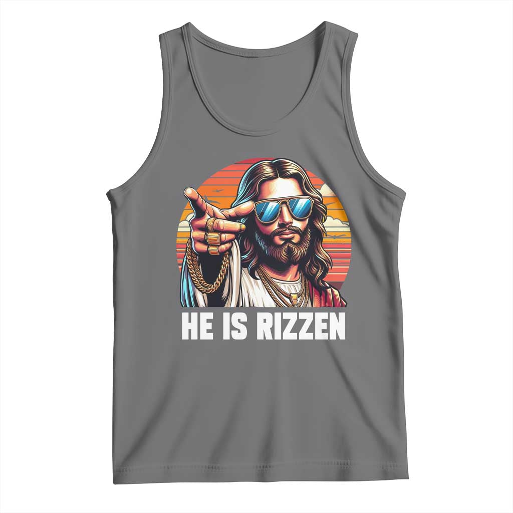 He is Rizzin Tank Top Funny Jesus Vintage Faith - Wonder Print Shop