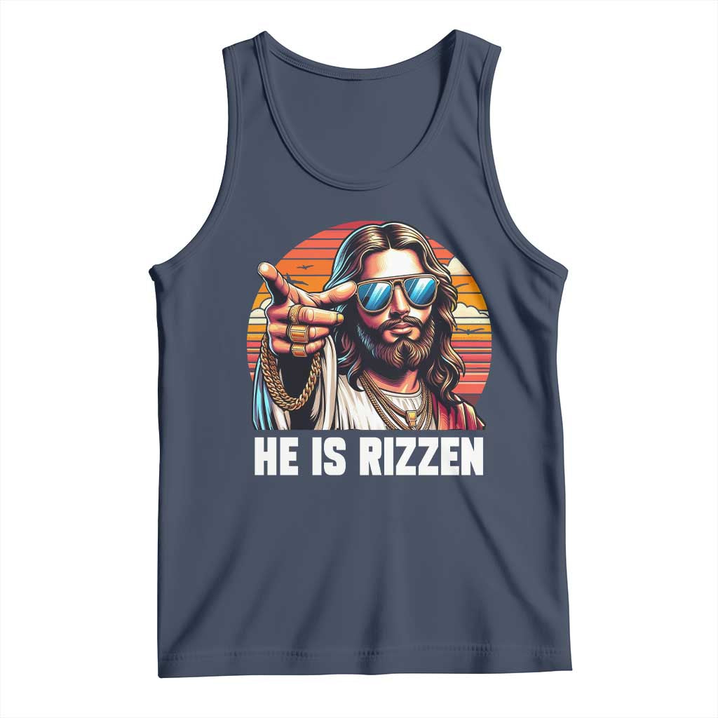 He is Rizzin Tank Top Funny Jesus Vintage Faith - Wonder Print Shop