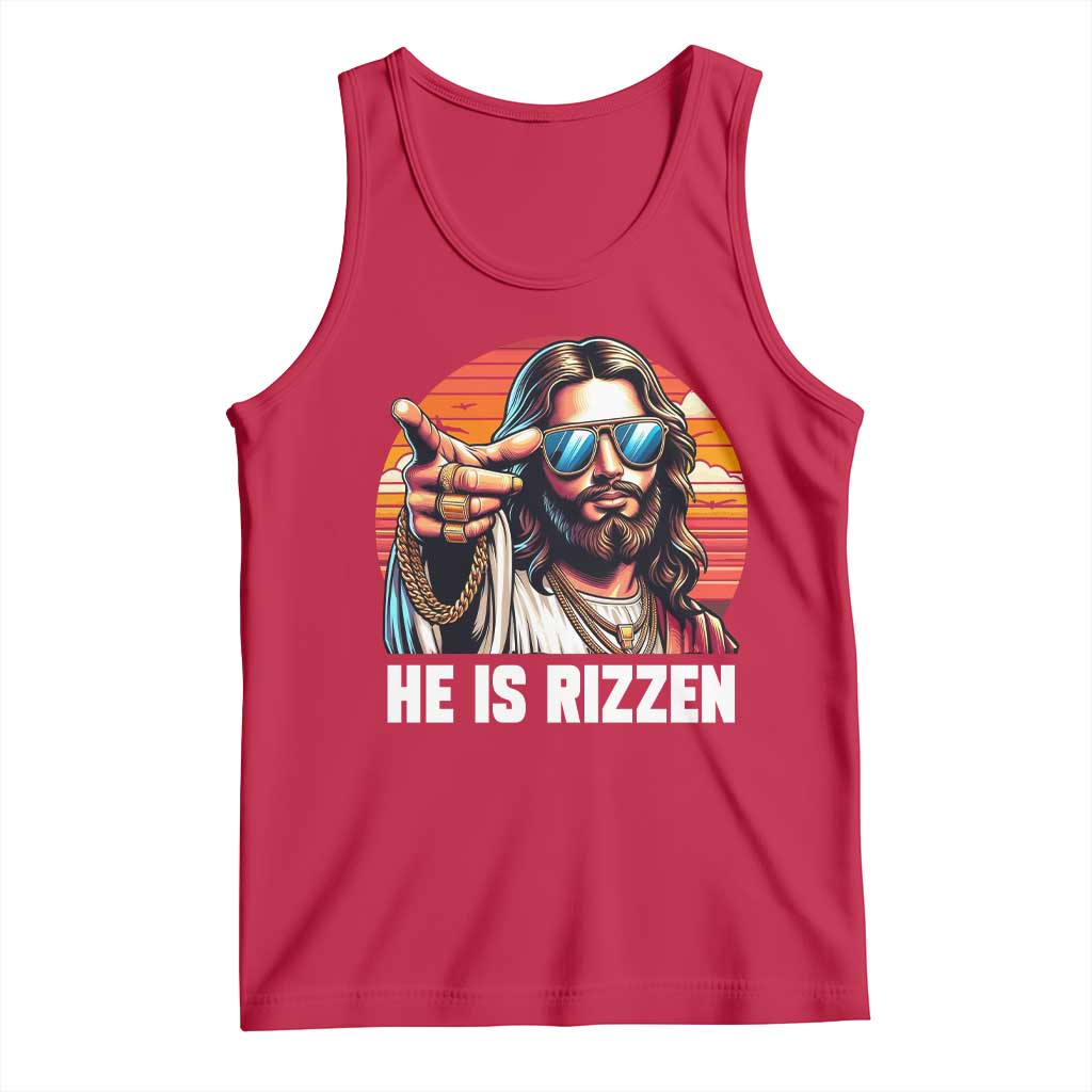 He is Rizzin Tank Top Funny Jesus Vintage Faith - Wonder Print Shop
