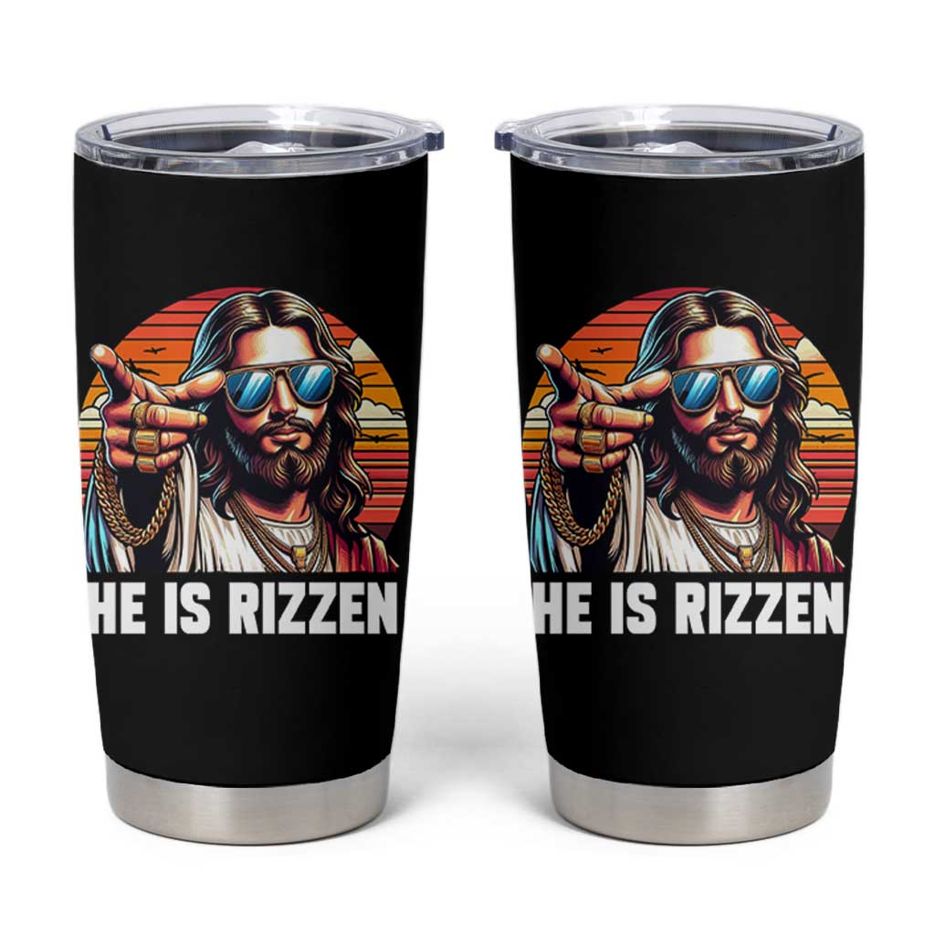 He is Rizzin Tumbler Cup Funny Jesus Vintage Faith - Wonder Print Shop