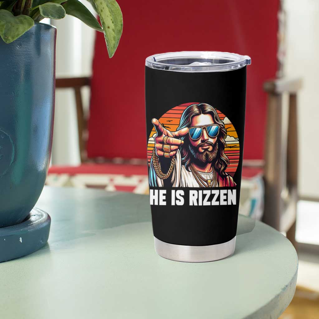 He is Rizzin Tumbler Cup Funny Jesus Vintage Faith - Wonder Print Shop