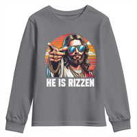 He is Rizzin Youth Sweatshirt Funny Jesus Vintage Faith - Wonder Print Shop