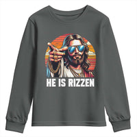 He is Rizzin Youth Sweatshirt Funny Jesus Vintage Faith - Wonder Print Shop