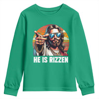 He is Rizzin Youth Sweatshirt Funny Jesus Vintage Faith - Wonder Print Shop