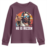 He is Rizzin Youth Sweatshirt Funny Jesus Vintage Faith - Wonder Print Shop
