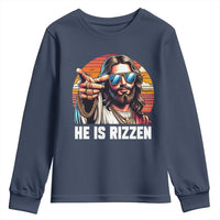 He is Rizzin Youth Sweatshirt Funny Jesus Vintage Faith - Wonder Print Shop