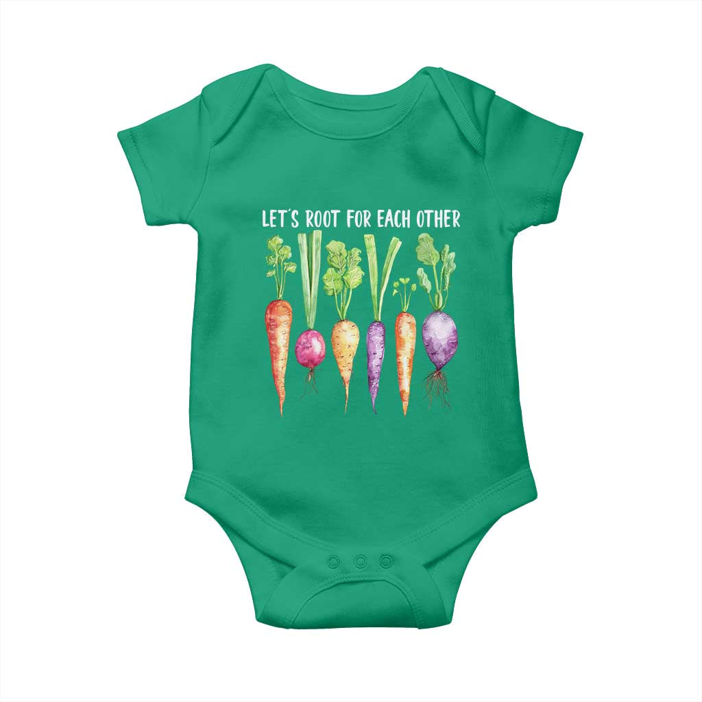 Let's Roots For Each Other Vegetable Baby Onesie Motivational - Wonder Print Shop