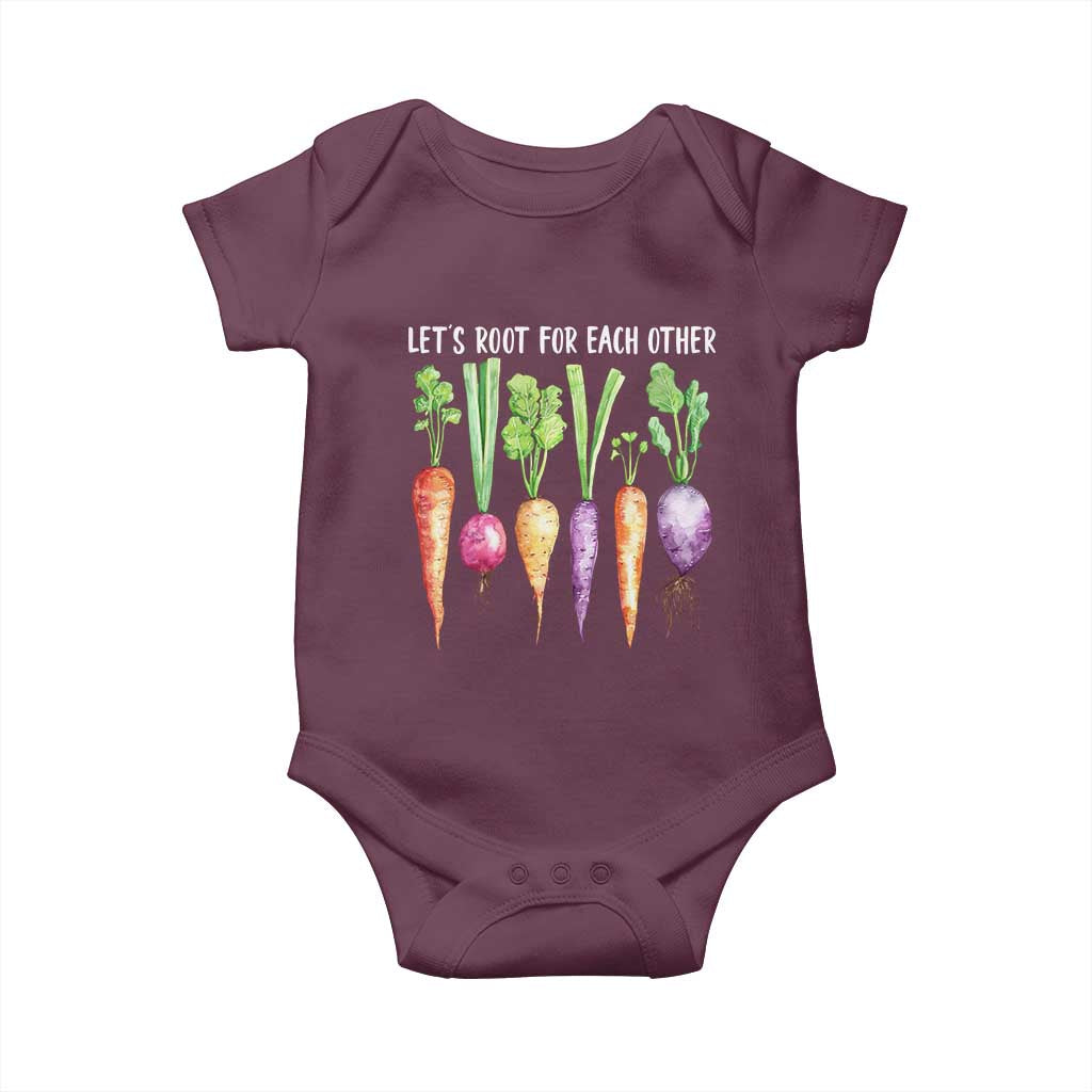 Let's Roots For Each Other Vegetable Baby Onesie Motivational - Wonder Print Shop