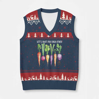 Let's Roots For Each Other Vegetable V-Neck Knit Sweater Vest Motivational - Wonder Print Shop