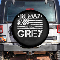 Brain Cancer Awareness Spare Tire Cover In May We Wear Gray US Flag
