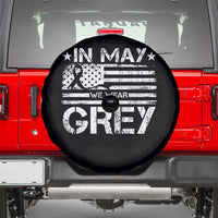 Brain Cancer Awareness Spare Tire Cover In May We Wear Gray US Flag