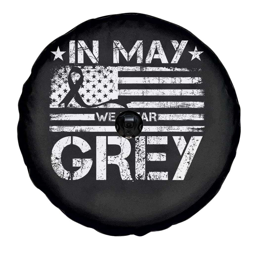 Brain Cancer Awareness Spare Tire Cover In May We Wear Gray US Flag
