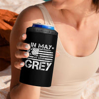 Brain Cancer Awareness 4 in 1 Can Cooler Tumbler In May We Wear Gray US Flag