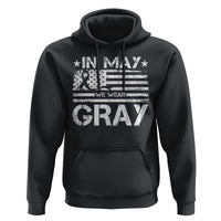 Brain Cancer Awareness Hoodie In May We Wear Gray US Flag