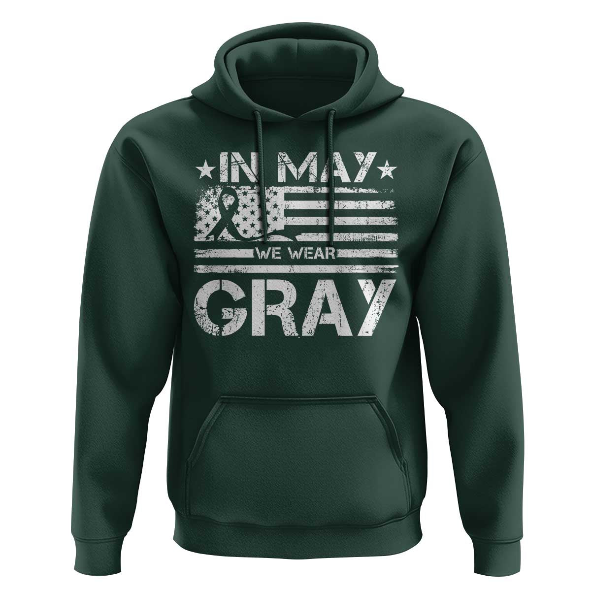 Brain Cancer Awareness Hoodie In May We Wear Gray US Flag
