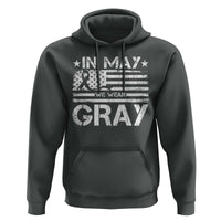 Brain Cancer Awareness Hoodie In May We Wear Gray US Flag