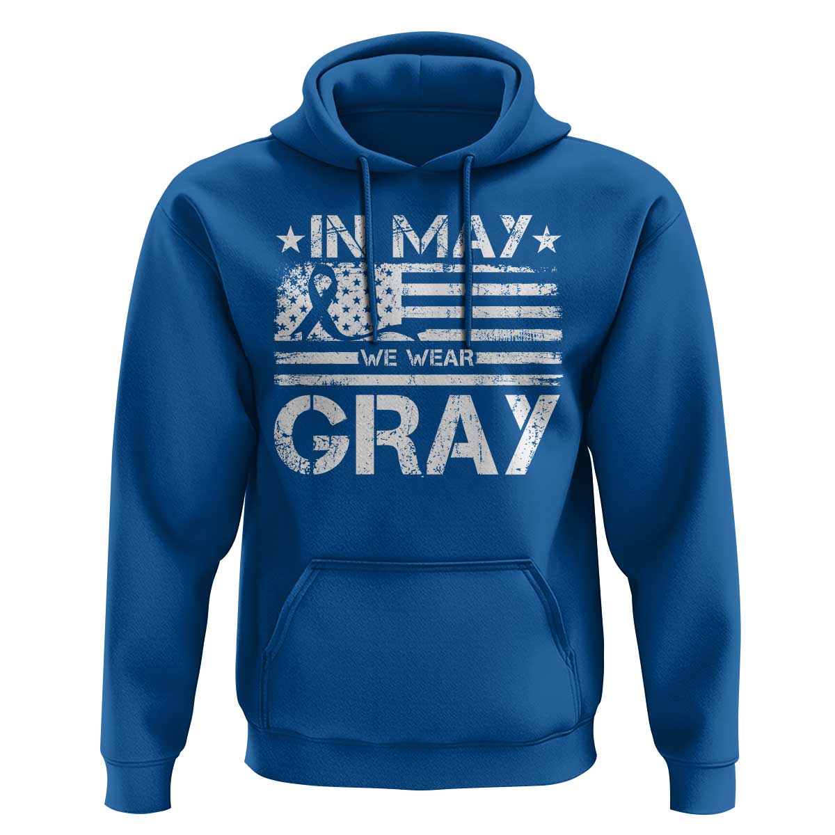 Brain Cancer Awareness Hoodie In May We Wear Gray US Flag