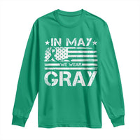 Brain Cancer Awareness Long Sleeve Shirt In May We Wear Gray US Flag