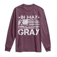 Brain Cancer Awareness Long Sleeve Shirt In May We Wear Gray US Flag