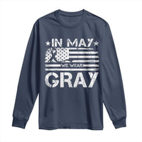 Brain Cancer Awareness Long Sleeve Shirt In May We Wear Gray US Flag