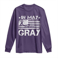 Brain Cancer Awareness Long Sleeve Shirt In May We Wear Gray US Flag