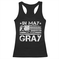 Brain Cancer Awareness Racerback Tank Top In May We Wear Gray US Flag