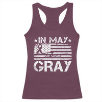 Brain Cancer Awareness Racerback Tank Top In May We Wear Gray US Flag