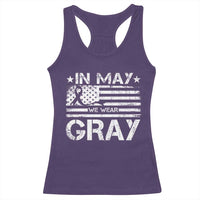 Brain Cancer Awareness Racerback Tank Top In May We Wear Gray US Flag