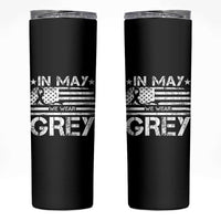 Brain Cancer Awareness Skinny Tumbler In May We Wear Gray US Flag