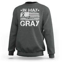 Brain Cancer Awareness Sweatshirt In May We Wear Gray US Flag
