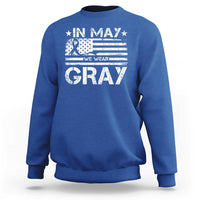 Brain Cancer Awareness Sweatshirt In May We Wear Gray US Flag