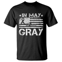Brain Cancer Awareness T Shirt In May We Wear Gray US Flag