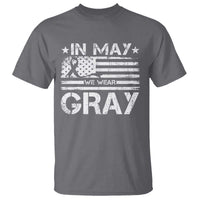 Brain Cancer Awareness T Shirt In May We Wear Gray US Flag