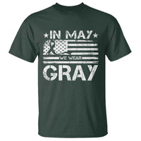 Brain Cancer Awareness T Shirt In May We Wear Gray US Flag