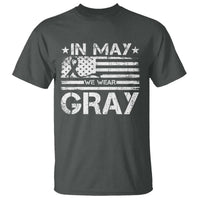 Brain Cancer Awareness T Shirt In May We Wear Gray US Flag