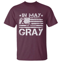 Brain Cancer Awareness T Shirt In May We Wear Gray US Flag